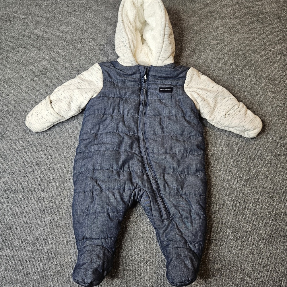 Calvin Klein Baby One Piece Bunting Snow Suit Denim Fleece Size 3-6 Months